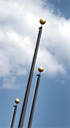 Photo of three flagpoles